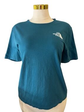 The North Face Women's XL Circular Design T-Shirt Teal Blue/Green Cotton NSE